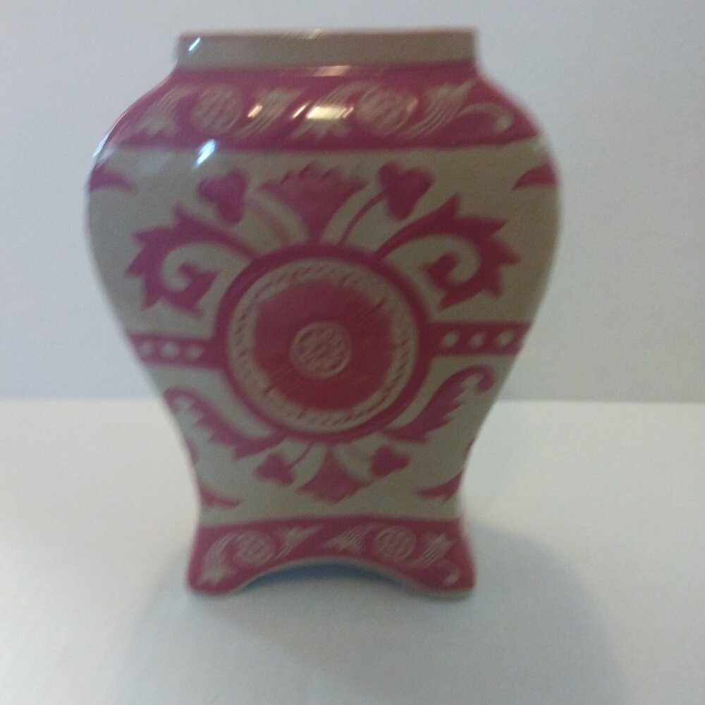 weller red and tan ceramic vase vintage